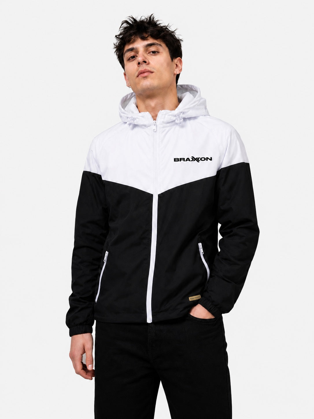 BRAXXON Essential Windbreaker – Black / White